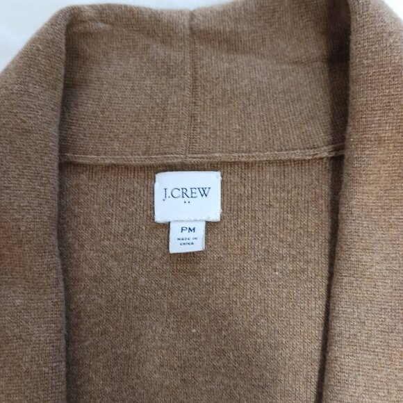 J. Crew Open Front Cardigan, Maple Brown, Med-Petite, Front Pockets, 100% Cotton - Picture 5 of 13